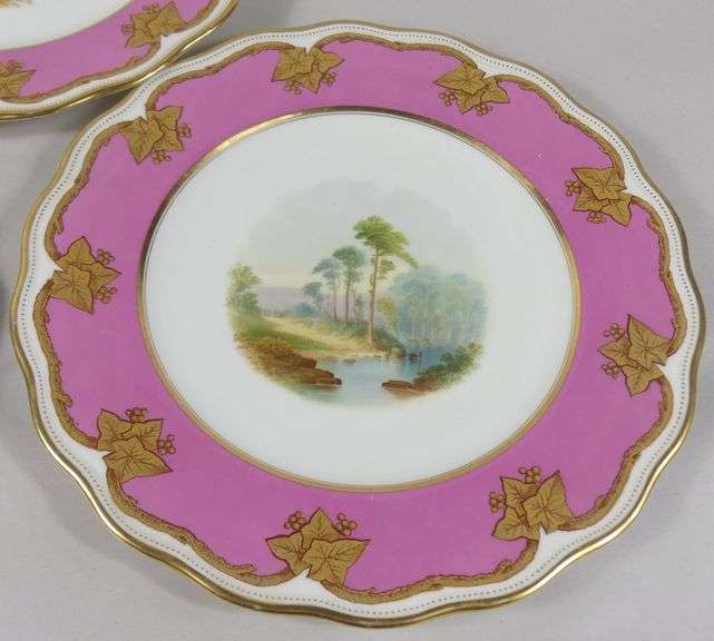 SET OF 19TH CENTURY HAND-PAINTED DESSERT PLATES