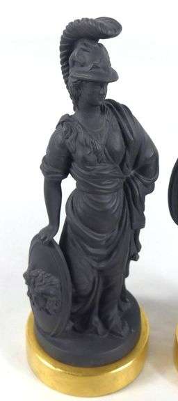 PAIR BLACK JASPERWARE FIGURINES