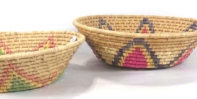 TWO HANDWOVEN BASKETS