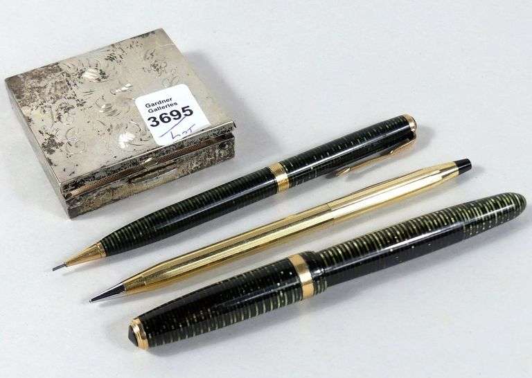 SILVER BOX & VINTAGE PENS