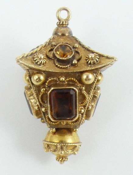 ANTIQUE JEWELED GOLD FOB