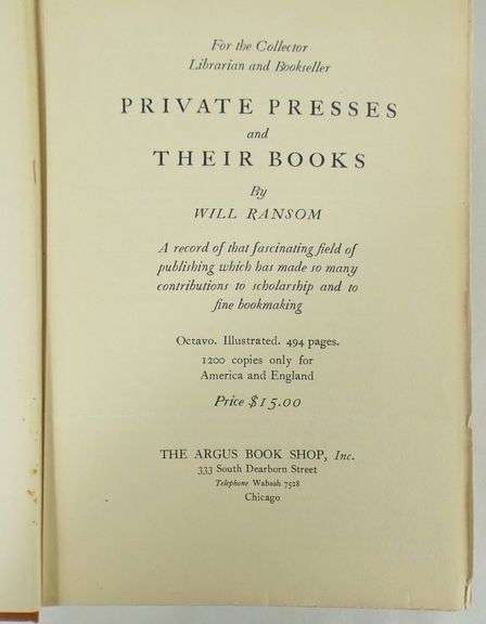 "PRIVATE PRESSES AND THEIR BOOKS"