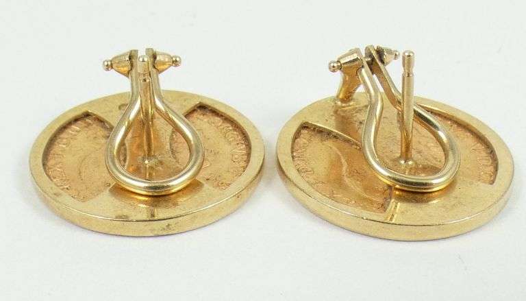 PAIR GOLD COIN EARRINGS