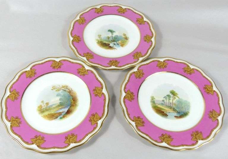 SET OF 19TH CENTURY HAND-PAINTED DESSERT PLATES