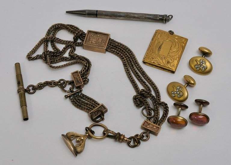 WATCH CHAIN, STERLING PENCIL, ETC.