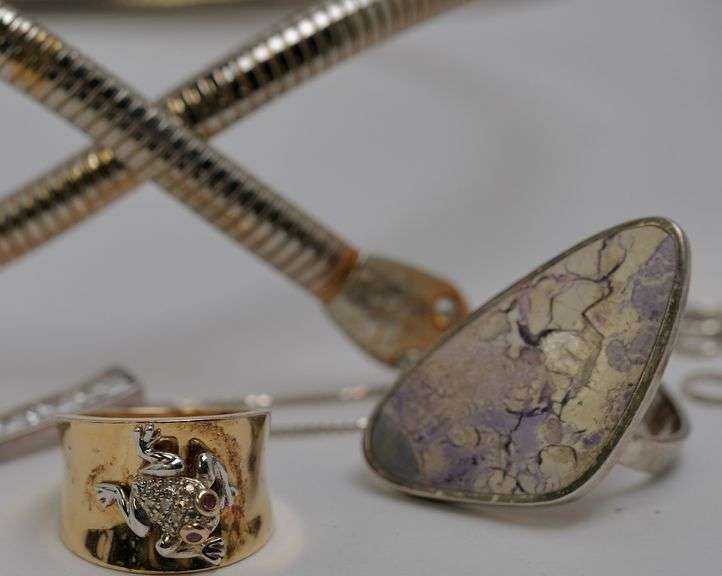 STERLING RINGS AND NECKLACE