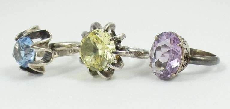 3 VINTAGE STERLING SILVER RINGS