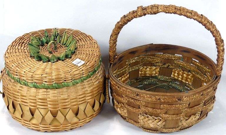 TWO WOVEN BASKETS