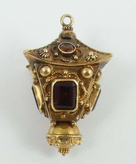 ANTIQUE JEWELED GOLD FOB