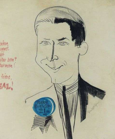 RARE PORTRAIT DRAWING/CARD BY TOM HODGSON