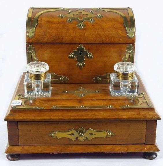 VICTORIAN STATIONERY CABINET & INKSTAND