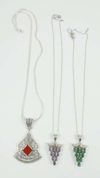 3 STERLING SILVER PENDANT NECKLACES