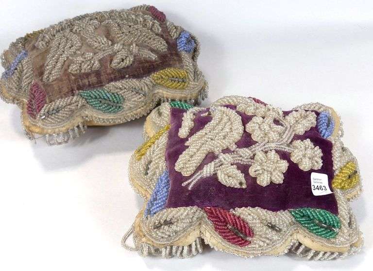 TWO IROQUOIS BEADED PINCUSHIONS