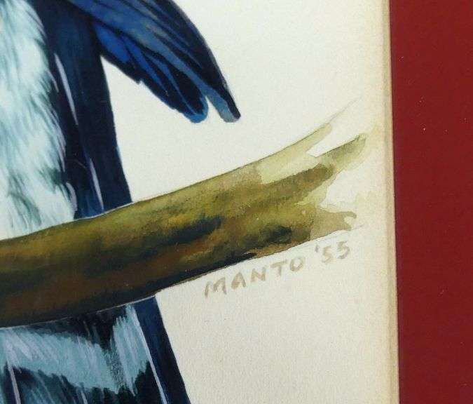 PAIR BIRDS OF PREY WATERCOLOURS