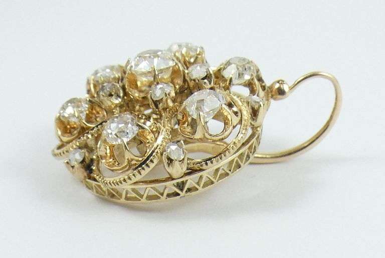 PAIR ANTIQUE RUSSIAN DIAMOND EARRINGS