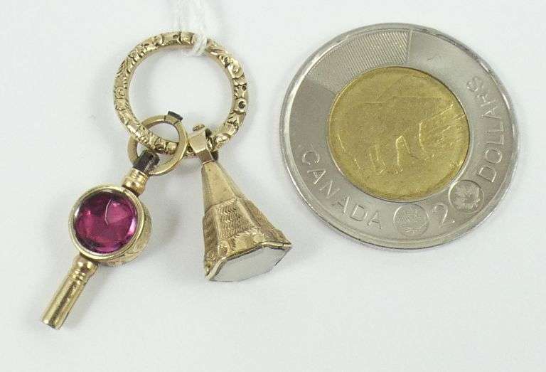 ANTIQUE WATCH KEY & FOB