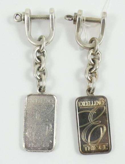 PAIR TIFFANY SILVER INGOT KEY HOLDERS