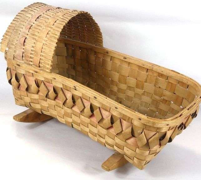 TWO WOVEN WOODSPLINT BASKETS