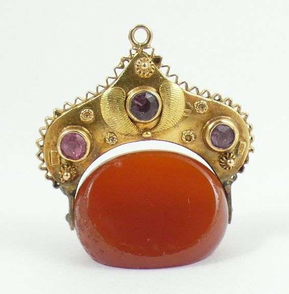 ANTIQUE JEWELLED GOLD FOB