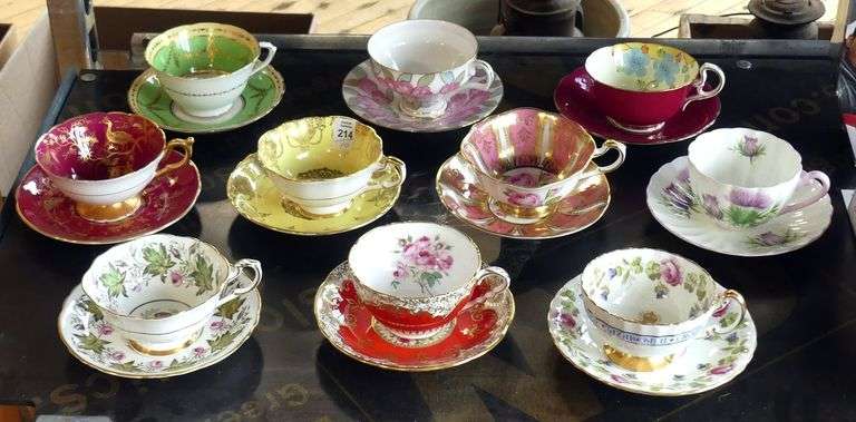 TEN ENGLISH CUPS AND SAUCERS