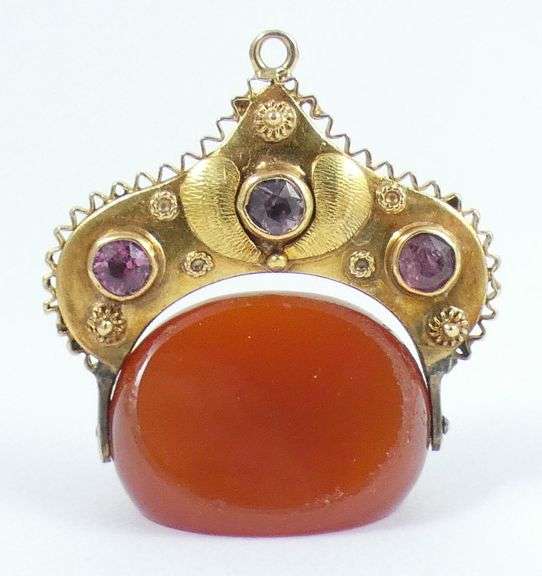 ANTIQUE JEWELLED GOLD FOB