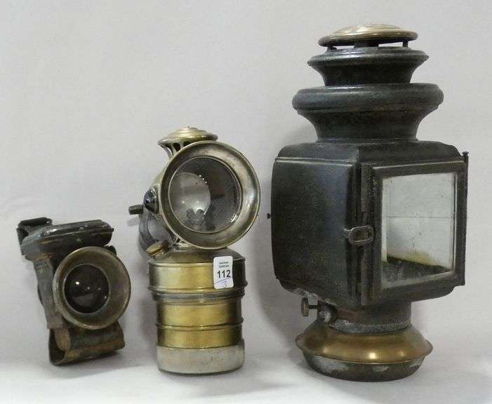 TWO CAR LANTERNS AND BICYCLE LANTERN