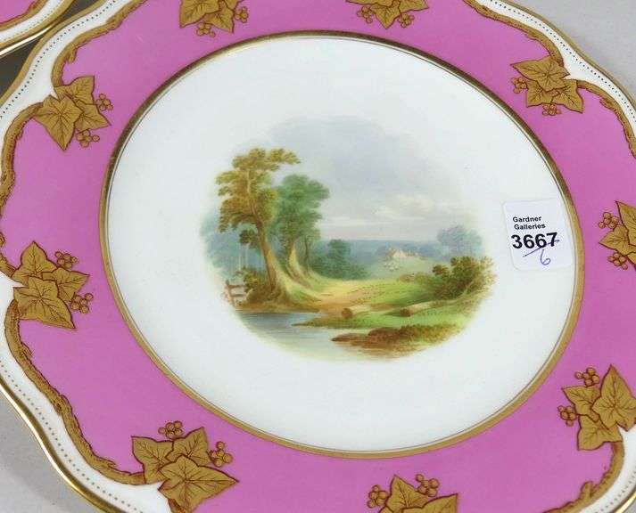 SET OF 19TH CENTURY HAND-PAINTED DESSERT PLATES