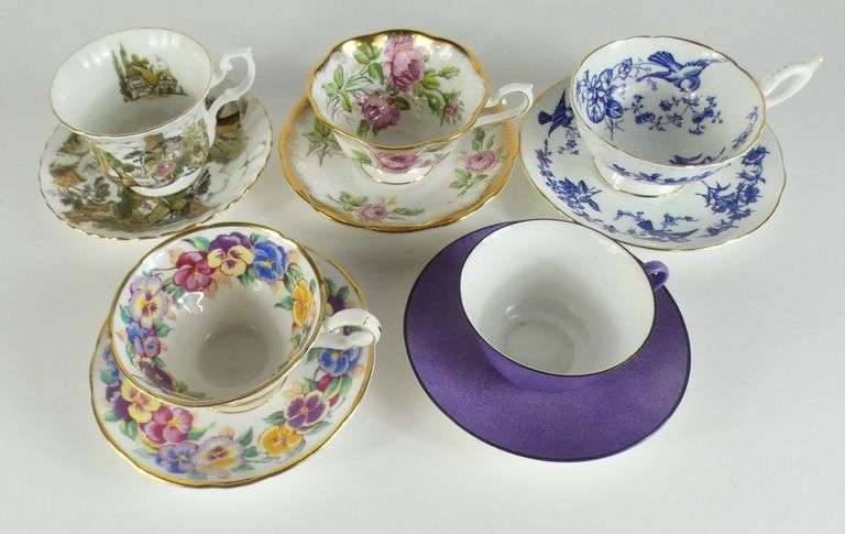 10 ENGLISH CUPS & SAUCERS