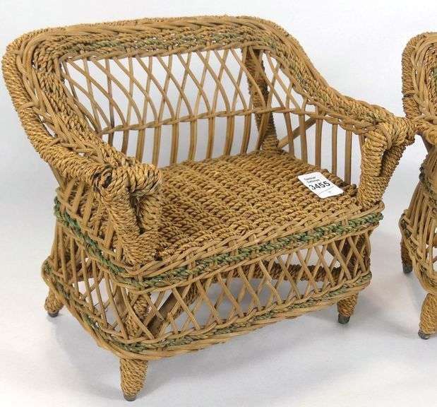 HANDMADE WICKER DOLL CHAIR & LOVESEAT