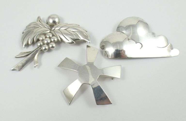 3 STERLING SILVER BROOCHES