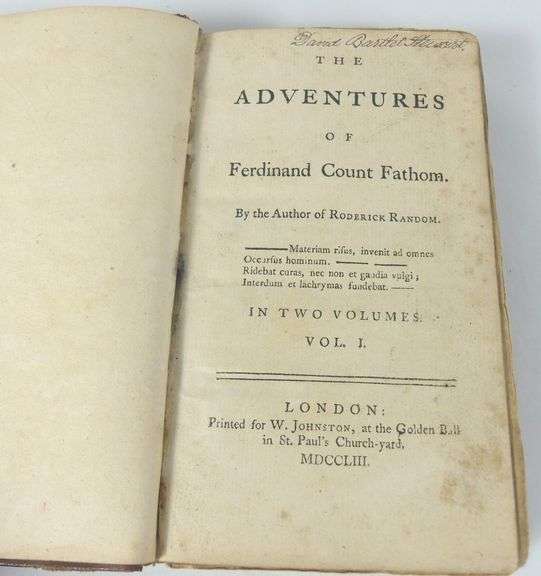 1753 VOLUME THE ADVENTURES OF FERDINAND COUNT FATHOM