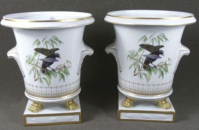 PAIR MAGNIFICENT PORCELAIN URNS