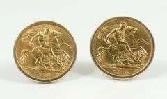 PAIR GOLD COIN EARRINGS