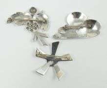 3 STERLING SILVER BROOCHES