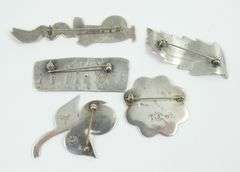 5 STERLING SILVER BROOCHES