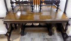 NINE-PIECE OAK DINING SET