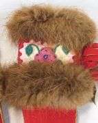 PAIR FUR & EMBROIDERED MITTENS