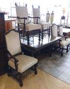 NINE-PIECE OAK DINING SET