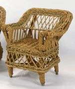 HANDMADE WICKER DOLL CHAIR & LOVESEAT