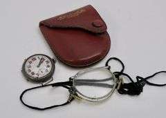 SILVER TRENCH WATCH AND LORGNETTE