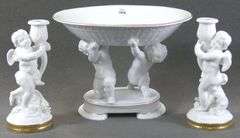 VISTA ALEGRE CENTREPIECE & PAIR CANDLESTICKS