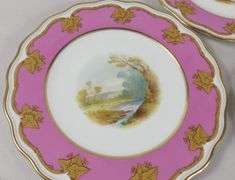 SET OF 19TH CENTURY HAND-PAINTED DESSERT PLATES