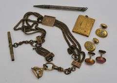 WATCH CHAIN, STERLING PENCIL, ETC.