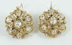 PAIR ANTIQUE RUSSIAN DIAMOND EARRINGS