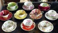 TEN ENGLISH CUPS AND SAUCERS