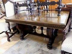 NINE-PIECE OAK DINING SET