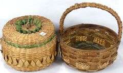 TWO WOVEN BASKETS