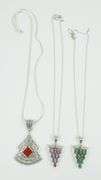 3 STERLING SILVER PENDANT NECKLACES