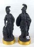 PAIR BLACK JASPERWARE FIGURINES