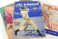 VINTAGE BASEBALL VOLUMES & TWO ORIGINAL 1950/51 PHILLIES YEAR BOOKS
